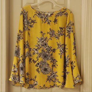 Yellow Boho 3/4 Bell Sleeve Blouse
